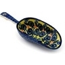 Polish Pottery Scoop 9&quot; Yellow Peacock Flowers UNIKAT