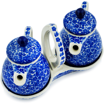 Polish Pottery Seasoning Set 6&quot; Blue Bounty