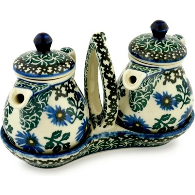 Polish Pottery Seasoning Set 6&quot; Blue Chicory