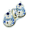 Polish Pottery Seasoning Set 6&quot; Blue Grapevine