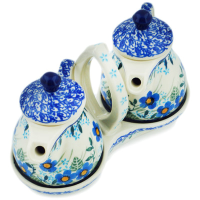 Polish Pottery Seasoning Set 6&quot; Blue Joy