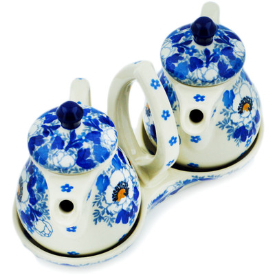 Polish Pottery Seasoning Set 6&quot; Blue Spring