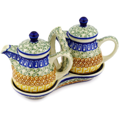 Polish Pottery Seasoning Set 6&quot; Grecian Sea