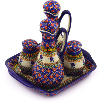 Polish Pottery Seasoning Set 8&quot; UNIKAT