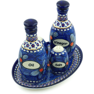 Polish Pottery Seasoning Set 9&quot; Blue Heaven