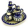 Polish Pottery Seasoning Set 9&quot; Peacock Leaves