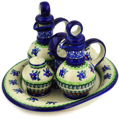 Polish Pottery Seasoning Set 9&quot; Purple Iris