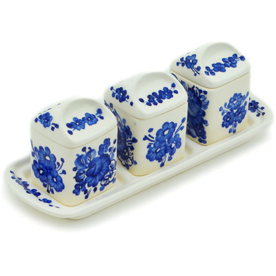 faience Seasoning Set 9&quot; Retro Cobalt