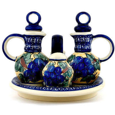 Polish Pottery Seasoning Set 9&quot; Tuscan Grapes