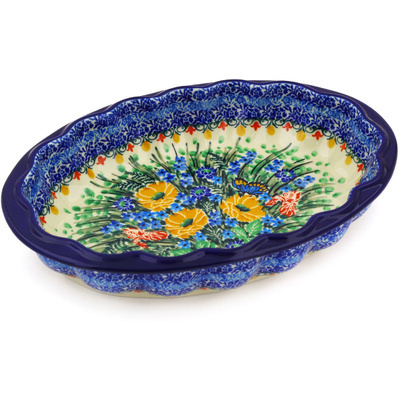Polish Pottery Serving Bowl 10&quot; Sipping Nectar UNIKAT