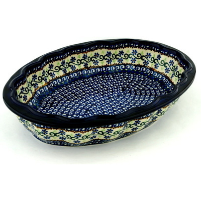 Polish Pottery Serving Bowl 10&quot; Woven Pansies