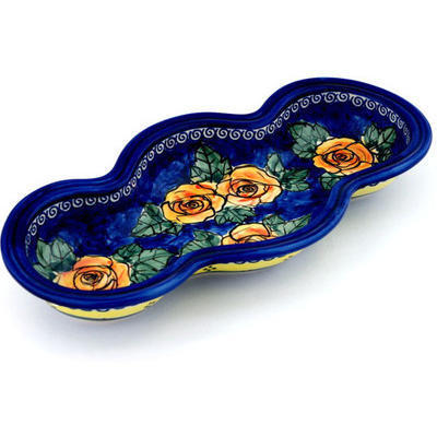 Polish Pottery Serving Bowl 14&quot; Cabbage Roses