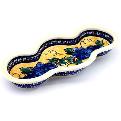 Polish Pottery Serving Bowl 14&quot; Tuscan Grapes