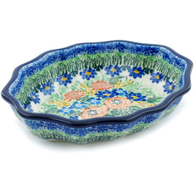 Polish Pottery Serving Bowl 7&quot; Brilliant Bouquet UNIKAT