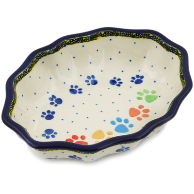 Polish Pottery Serving Bowl 7&quot; Children&#039;s Happy Paws