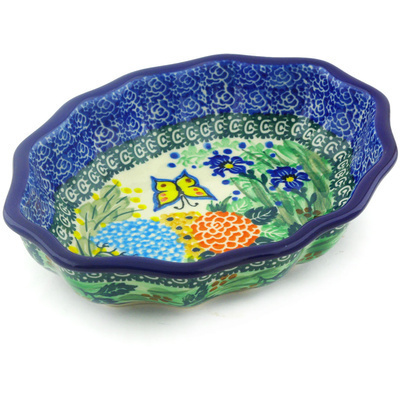 Polish Pottery Serving Bowl 7&quot; Spring Garden UNIKAT