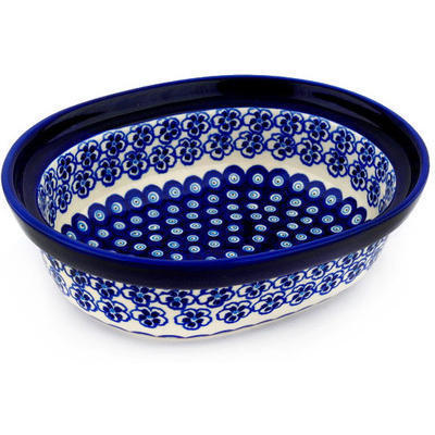Polish Pottery Serving Bowl 8&quot; Aloha Blue