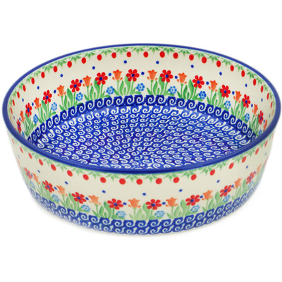 Polish Pottery Serving Bowl 9&quot; Babcia&#039;s Garden