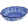 Polish Pottery Serving Bowl 9&quot; Blue Poppy Circle UNIKAT
