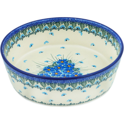 Polish Pottery Serving Bowl 9&quot; Forget Me Not UNIKAT