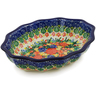 Polish Pottery Serving Bowl 9&quot; Red Bouquet UNIKAT