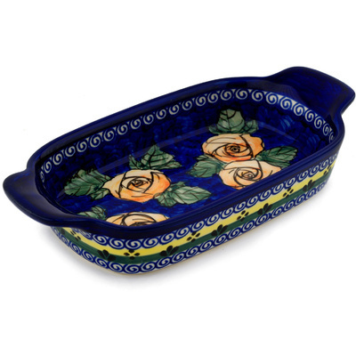 Polish Pottery Serving Dish or Baker Small Cabbage Roses