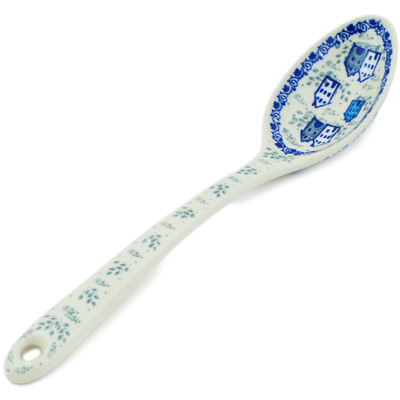 Polish Pottery Serving Spoon 13&quot; Arctic Village UNIKAT