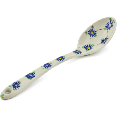 Polish Pottery Serving Spoon 13&quot; Aster Trellis