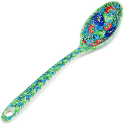 Polish Pottery Serving Spoon 13&quot; Autumn Chalet UNIKAT