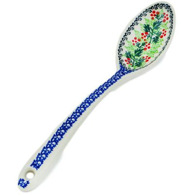 Polish Pottery Serving Spoon 13&quot; Blooming Rowan