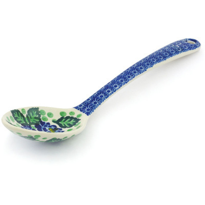 Polish Pottery Serving Spoon 13&quot; Blue Bliss