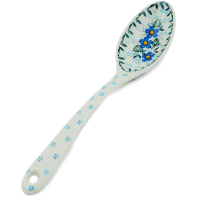 Polish Pottery Serving Spoon 13&quot; Blue Joy