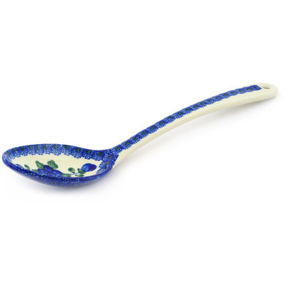 Polish Pottery Serving Spoon 13&quot; Blue Poppies