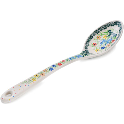 Polish Pottery Serving Spoon 13&quot; Colors Of The Wind UNIKAT