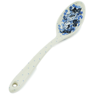 Polish Pottery Serving Spoon 13&quot; Flowers At Dusk