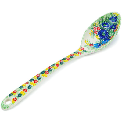 Polish Pottery Serving Spoon 13&quot; Garden Of Eve UNIKAT