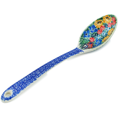 Polish Pottery Serving Spoon 13&quot; Hidden Cottage UNIKAT