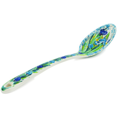 Polish Pottery Serving Spoon 13&quot; Iris Field UNIKAT