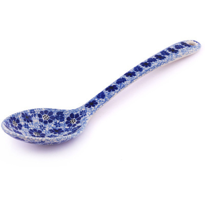 Polish Pottery Serving Spoon 13&quot; Misty Dragonfly