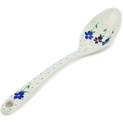 Polish Pottery Serving Spoon 13&quot; Plum Pansy