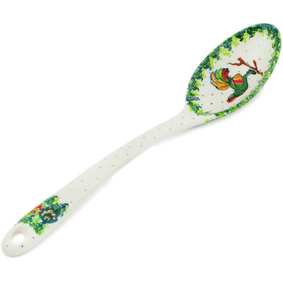 Polish Pottery Serving Spoon 13&quot; Rooster&#039;s Crow UNIKAT