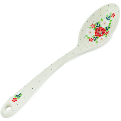 Polish Pottery Serving Spoon 13&quot; Rosy Cheeks