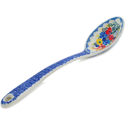 Polish Pottery Serving Spoon 13&quot; Serendipity UNIKAT