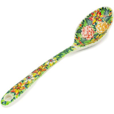 Polish Pottery Serving Spoon 13&quot; Summer In The 60&#039;s UNIKAT