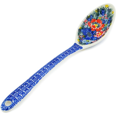 Polish Pottery Serving Spoon 13&quot; Touch Of Beauty UNIKAT