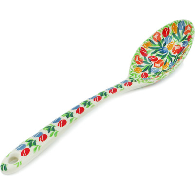 Polish Pottery Serving Spoon 13&quot; Tulip Cascade UNIKAT