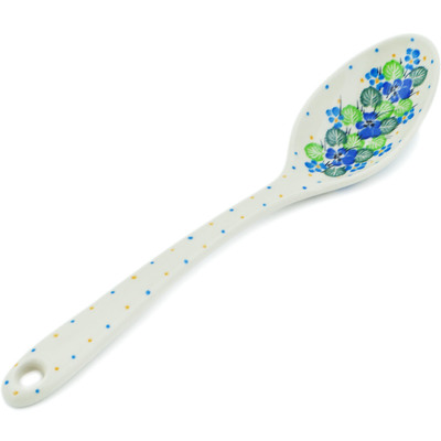 Polish Pottery Serving Spoon 13&quot; Waterfall Blooms