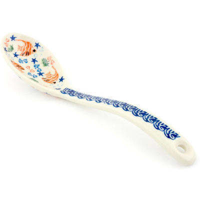 Polish Pottery Serving Spoon 9&quot; Angel Fish