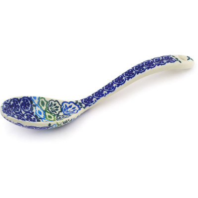 Polish Pottery Serving Spoon 9&quot; Aztec Eyes