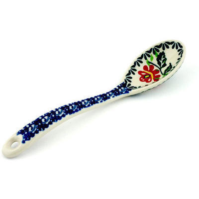Polish Pottery Serving Spoon 9&quot; Christmas Rose